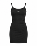 FTC Conquer Dress in Schwarz – freigestellte Vorderansicht ohne Person, digitale Produktvisualisierung